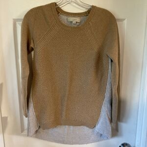 Ann Taylor LOFT Sweater Women’s Size S Beige Long Sleeve Round Neck Merino Wool